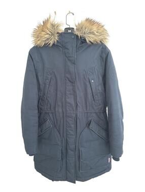 Hunter Original INSULATED  Women's Navy Winter Parka with Faux Fur Hood - Size M